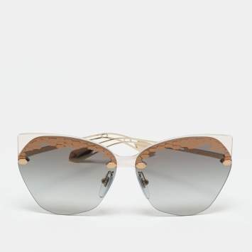 Pre Owned Bvlgari Black/Gold Gradient 6107 Irregular Cat Eye Sunglasses