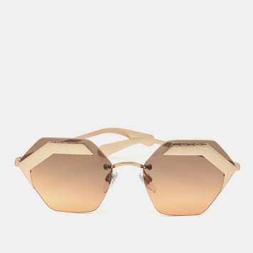 Pre Owned Bvlgari Black/Gold 6103 Serpenti Geometric Sunglasses