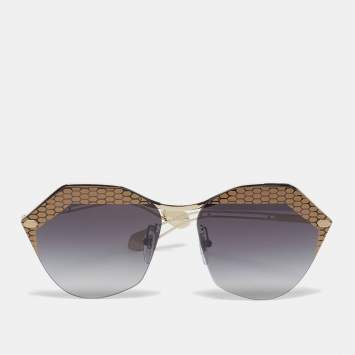 Pre Owned Bvlgari Black/Gold Tone Gradient BV 6109 Rimless Sunglasses