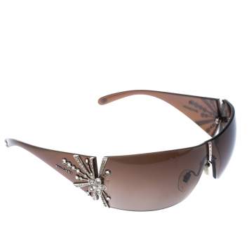 Pre Owned Bvlgari Beige/Brown Gradient Limited Edition Shield Sunglasses