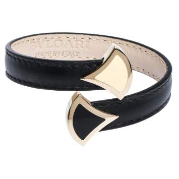 Pre Owned Bvlgari Divas' Dream Enamel Leather Gold Tone Bracelet 