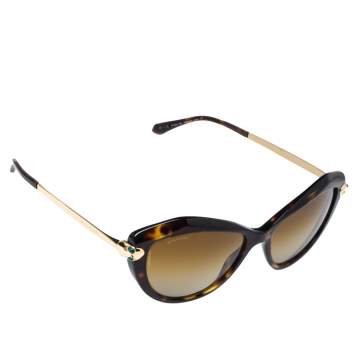 Pre Owned Bvlgari Dark Havana /Brown Gradient 8186KB Polarised Cat Eye Sunglasses