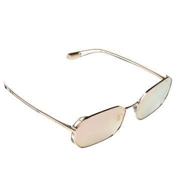 Pre Owned Bvlgari Pale Gold Tone/ Rose Gold Mirrored BV6125 Rectangular Sunglasses