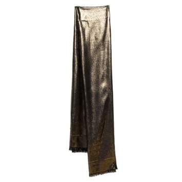 مملوكة مسبقًا Bvlgari Gold Silk Wool Lettere Maxi Logomania Stole