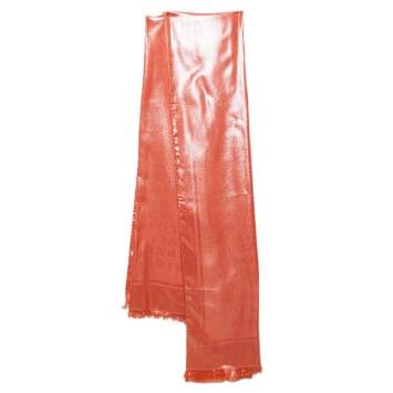Pre Owned Bvlgari Metallic Coral Silk Lettere Maxi Logomania Stole