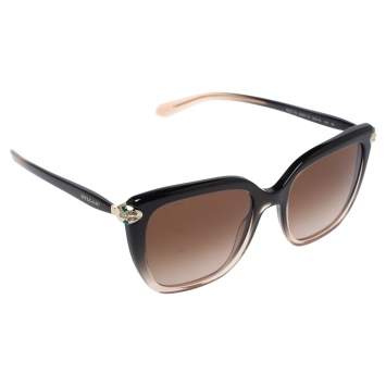 Pre Owned Bvlgari Black Ombre/ Brown Gradient 8207B Square Sunglasses