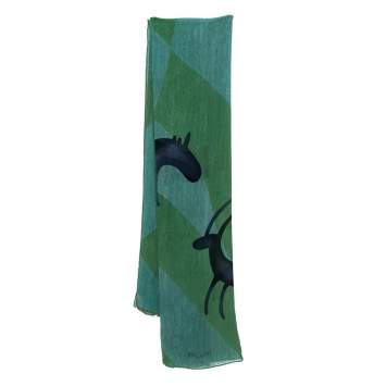 Pre Owned Bvlgari x Davide Pizzigone Green Animal Print Silk Scarf