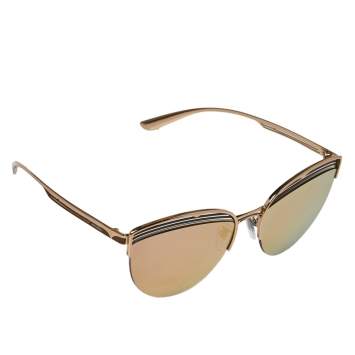Pre Owned Bvlgari Rose Gold/ Grey Mirrored BV6118 B.Zero1 PureVibes Cat-Eye Sunglasses