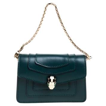 Pre Owned Bvlgari Green Leather Serpenti Forever Charm