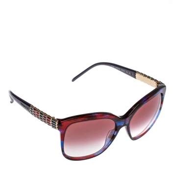 Pre Owned Bvlgari Blue Red 8155 Fantasy Gradient Square Sunglasses