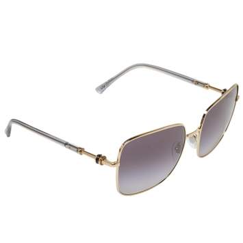 Pre Owned Bvlgari Pale Gold Tone / Grey Gradient BV6134 Square Sunglasses