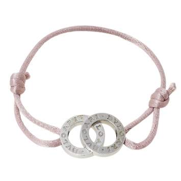Pre Owned Bvlgari Bvlgari Double Logo Silver Adjustable Rose Cord Bracelet