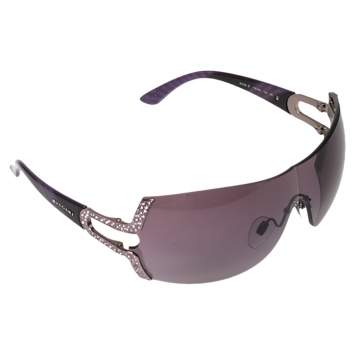 Pre Owned Bvlgari Purple Acetate 6038-B Parentesi Motif Shield Sunglasses