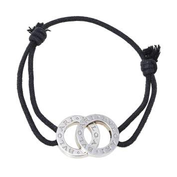 Pre Owned Bvlgari Bvlgari Interlocking Circles Silver Adjustable Cord Bracelet