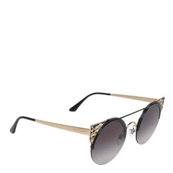 Pre Owned Bvlgari Black 6088 Gradient Round Sunglasses