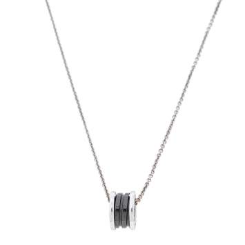 Pre Owned Bvlgari Save the Children Black Ceramic Silver Pendant Necklace