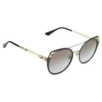 Pre Owned Bvlgari Black/ Grey Gradient Serpenti 6095 Cat Eye Sunglasses 