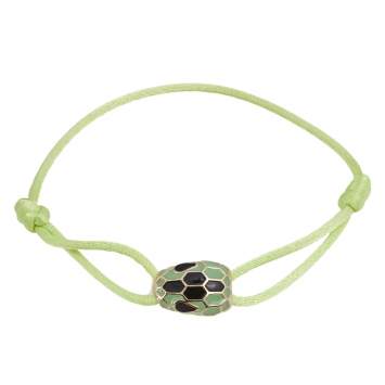 Pre Owned Bvlgari Serpenti Forever Mint Green Adjustable Cord Bracelet 