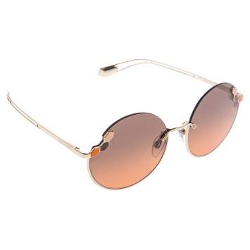 Pre Owned Bvlgari Gold Tone/ Bicolor Gradient BV 6124 Serpenti Round Sunglasses