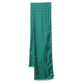 مملوكة مسبقًا Bvlgari Green Logomania Silk Wool Stole