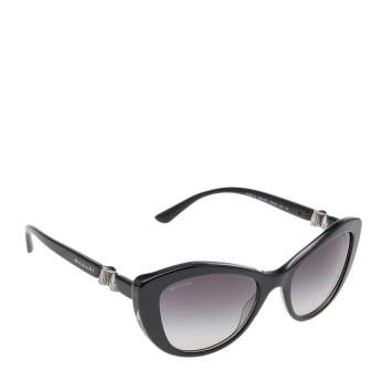 Pre Owned Bvlgari Black Gradient 8168-B Embellished Cat Eye Sunglasses