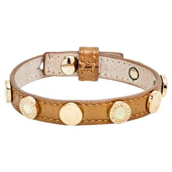 Pre Owned Bvlgari Beige Reversible Studded Enamel Le Bracelet