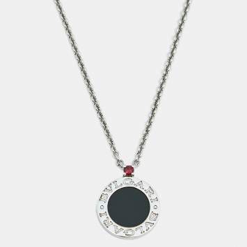 Pre Owned Bvlgari Save the Children Onyx Ruby Sterling Silver Necklace
