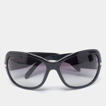 Pre Owned Bvlgari Black & Crystal Embellished/Grey Gradient 8044-B Oversized Sunglasses