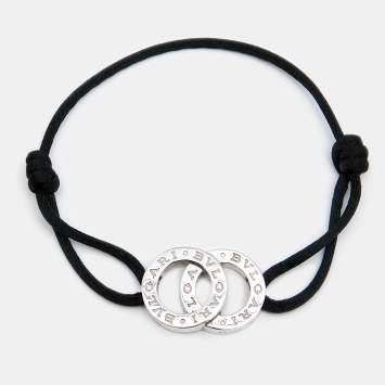 Pre Owned Bvlgari Bvlgari Interlocking Circles Sterling Silver Adjustable Cord Bracelet