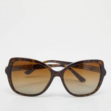 Pre Owned Bvlgari Havana Brown Brown Gradient 8174-B Emblished Polorized Butterfly Sunglasses