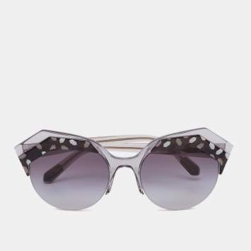 Pre Owned Bvlgari Grey/Black Gradient 8203 Serpenteyes Cat Eye Sunglasses