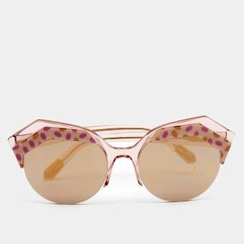 Pre Owned Bvlgari Pink/Rose Gold Mirrored 8203 Serpenteyes Sunglasses