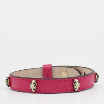 Pre Owned Bvlgari Serpenti Forever Pink Leather Bracelet
