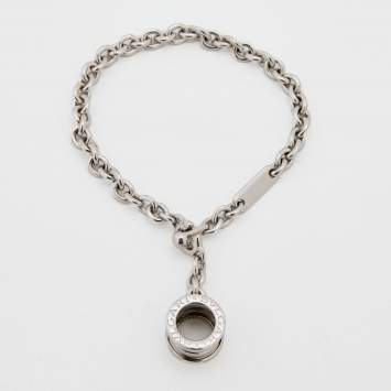 Pre Owned Bvlgari B.Zero1 Sterling Silver Chain Link Charm Bracelet