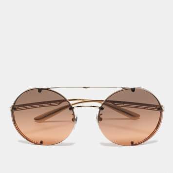 Pre Owned Bvlgari Brown 6127 Gradient  Round Sunglasses