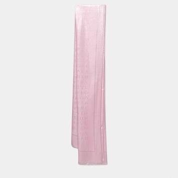 Bvlgari PInk Metallic Logomania Silk & Wool Stole