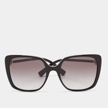 Pre Owned Bvlgari Black Gradient 8225-B Crystal Embellished Square Sunglasses