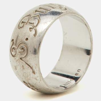 Pre Owned Bvlgari Save The Children Silver Band Ring Size 55