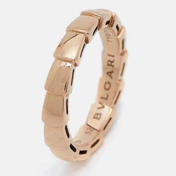 Pre Owned Bvlgari Serpenti Viper 18k Rose Gold Ring Size 52
