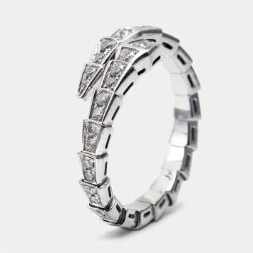 Bvlgari Serpenti Viper Diamonds 18k White Gold Ring Size 62