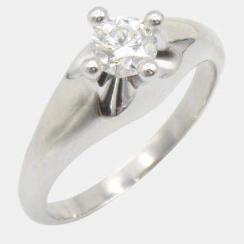 Bvlgari Platinum and Diamond Corona Band Ring EU 52