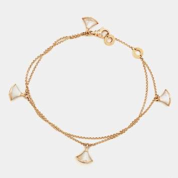 Pre Owned Bvlgari Divas' Dream Mother of Pearl 18k Rose Gold 4 Motif Bracelet