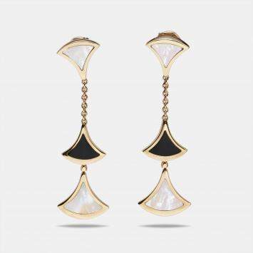 Bvlgari Divas' Dream Onyx Mother of Pearl 18k Rose Gold Dangle Earrings