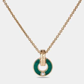 Bvlgari Bvlgari Malachite Diamond 18k Rose Gold  Necklace