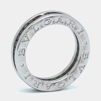 Bvlgari B.Zero1 1-Band Diamond 18k White Gold Band Ring Size 50