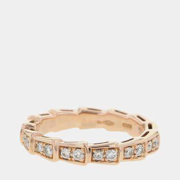 Bvlgari 18K Rose Gold and Diamond Serpenti Viper Band Ring EU 49