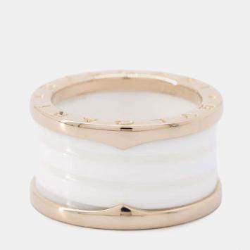 Bvlgari 18K Rose Gold and Ceramic B.Zero1 Band Ring EU 52