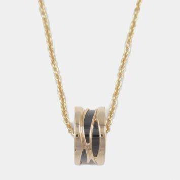 Bvlgari 18k Rose Gold B.Zero1 Ceramic Pendant Necklace
