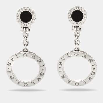 Bvlgari Bvlgari Bvlgari Onyx 18k White Gold Dangle Earrings