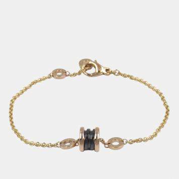 Bvlgari 18K Pink Rose Gold Ceramic Black B-Zero1 Element Bracelet 